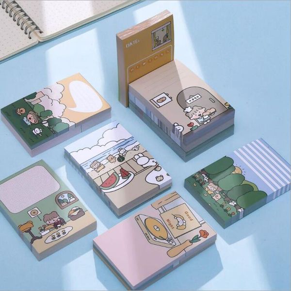 Bonito Anime Sticky Notes Coreano Papelaria Memo Pad Diário Adesivo Kawaii Japonês Bloco de Notas