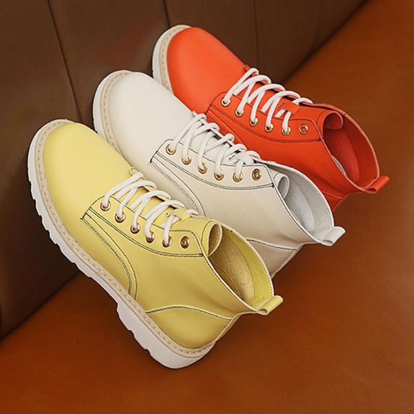 

boots women fashion autumn & winter breathable lace-up round head with a square root short motorcycle, Black