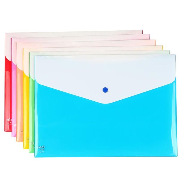 

business card files hfyp a4 6pcs/lot double deck bright surface translucent plastic pp button paper file document bags folders school office