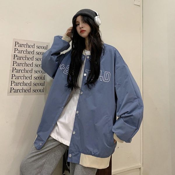 

women's jackets baseball suit fashion spring and autumn 2021 korean loose american student bf jacket, Black;brown