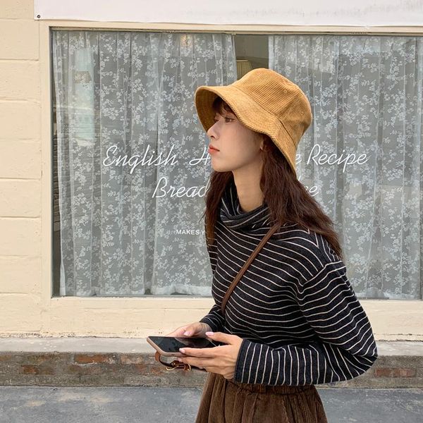 

solid-colored corduroy fisherman hats are available for men and women in winter, Blue;gray