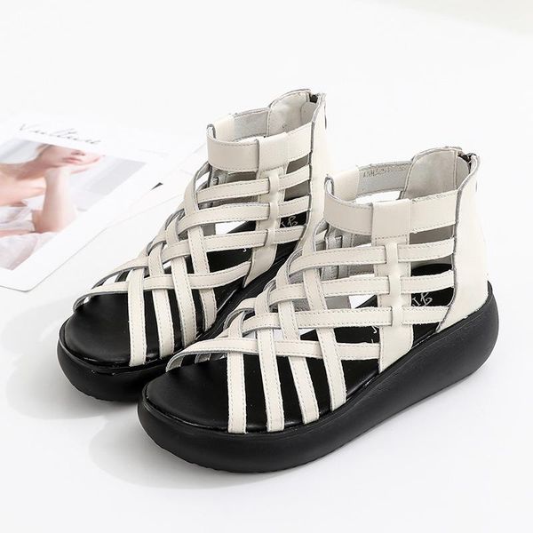 

sandals rome shoes women genuine leather on platform 2021 high ankle black for