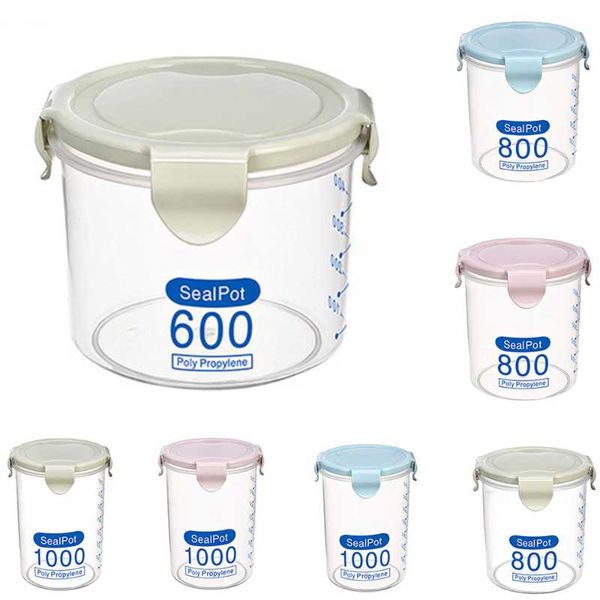 

storage bottles & jars fowecelt 3pcs kitchen plastic food containers organizer with lids for cereals spices sealing can bulk