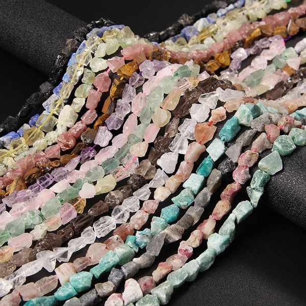 

other 7-11mm irregular rough natural stone beads quartz crystal gems minerals nugget for jewelry making bracelets 7.5"