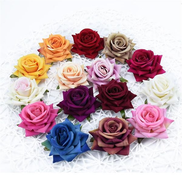 

50 pcs flannel roses decorative flowers wreaths home decoration accessories diy headwear p props autumn decoration qylnpy