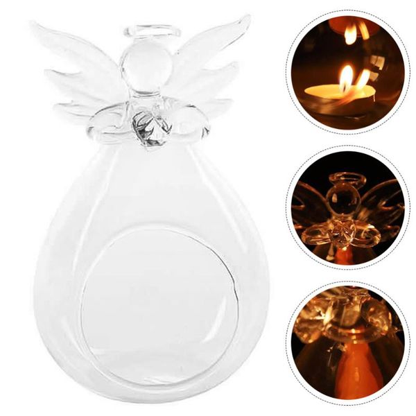 

candle holders 1pc stick holder table glass angel candlestick (transparent)