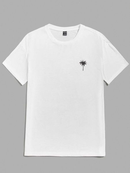 

men palm tree print tee 641s#, White;black