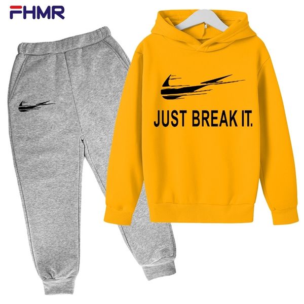 

brand casual hoodies girls boys clothing sets children suits clothes 2 pieces sweatshirts sports pants kids set, Black
