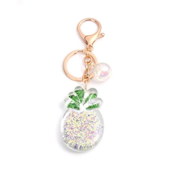

keychains doreenbeads fashion keychain & keyring gold white green pineapple/ ananas fruit sequins accessories charms 13cm x 3.5cm, 1 pc, Silver