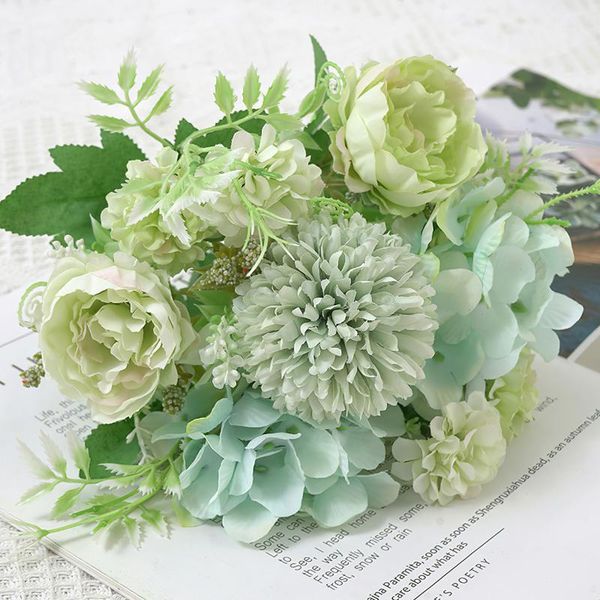 

32cm rose roze zijde pioen kunstbloemen boeket 5 groot hoofd en 4 bud goedkope nep bloemen voor thuis bruiloft decoratie indoor