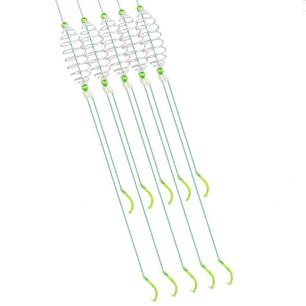 

fishing hooks 5pcs portable explosion hook spring lure green line bomb anti-hanging end throw rod waist drum bait cage
