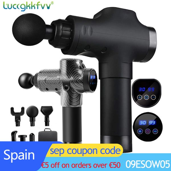 

lcd display massage gun deep muscle massager muscle pain body neck massage exercising relaxation slimming shaping pain relief