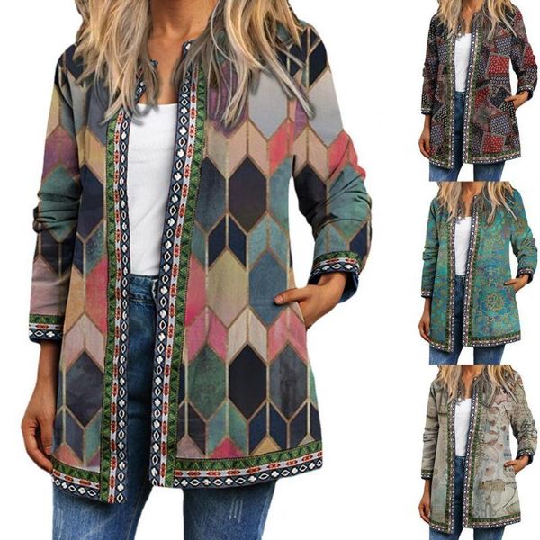 

women's jackets long sleeve casual loose cardigan pocket coat women plus size vintage ladies, Black;brown