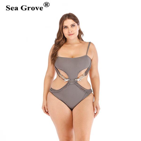 

one-piece suits women bikinis plus size solid cut out swimsuits backless hollow big female bathing suit