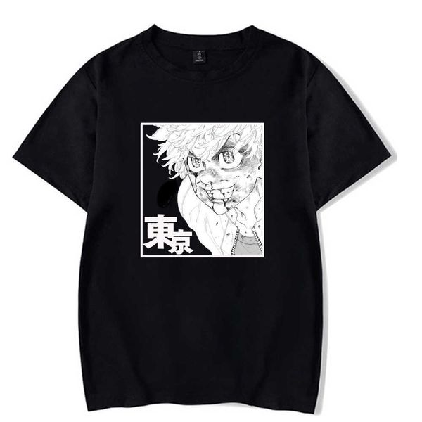 Unisex Tokyo Revengers Chifuyu Hot Anime T-shirt O-pescoço Moda Hip Hop Imprimir Moda Pano Y0809