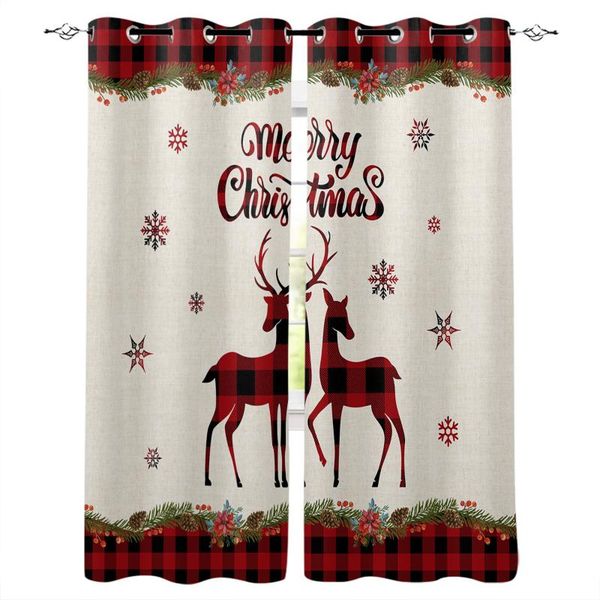

curtain & drapes christmas snowflake elk merry red curtains for bedroom living room