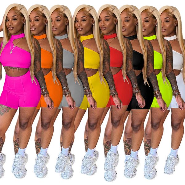 

women's tracksuits bulk items wholesale lots tracksuit summer women clothes 2021 casual solid sleeveless vest 2 piece set m6539 by dhl, Gray