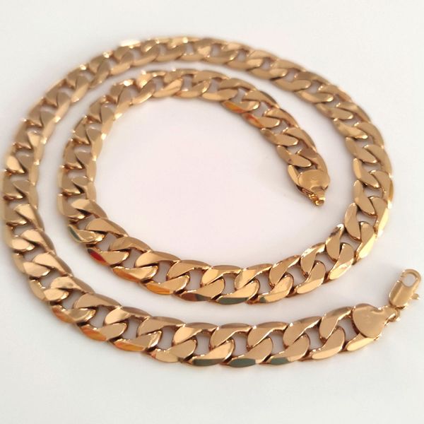 

link chain cuba necklace 24k stamp solid yellow gold gf men thick chunky 12 mm heavy original picture, Silver