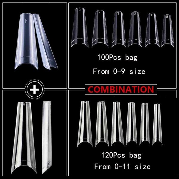 

false nails clear natural nail french coffin acrylic tips uv gel ultra flexible abs fake art salon manicure tip, Red;gold