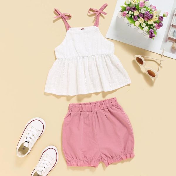 

first birthday girl party solid white sleeveless vest and pink shorts pants baby girl summer clothes set toddlers