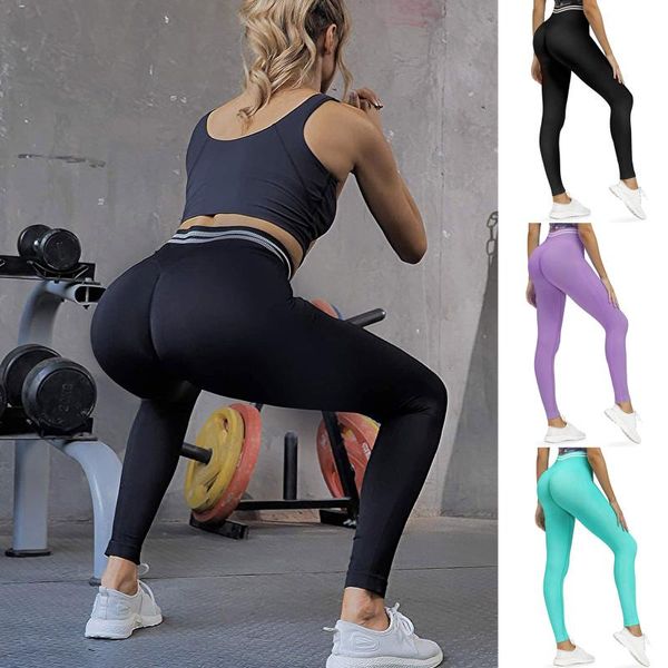 

women's tights yoga pants solid workout gym leggings for fitness sport running yoga athletic pants high waist span leggings, White;red