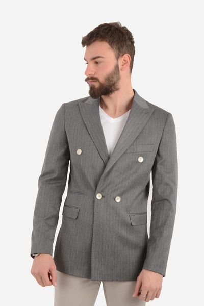 

men's jackets double breasted striped gray men 's jacket, Black;brown