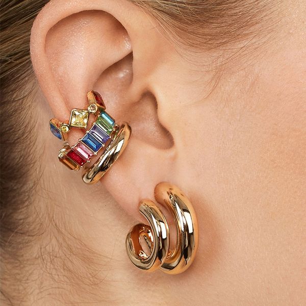 

double semicircle thin cool style earrings for women, Silver