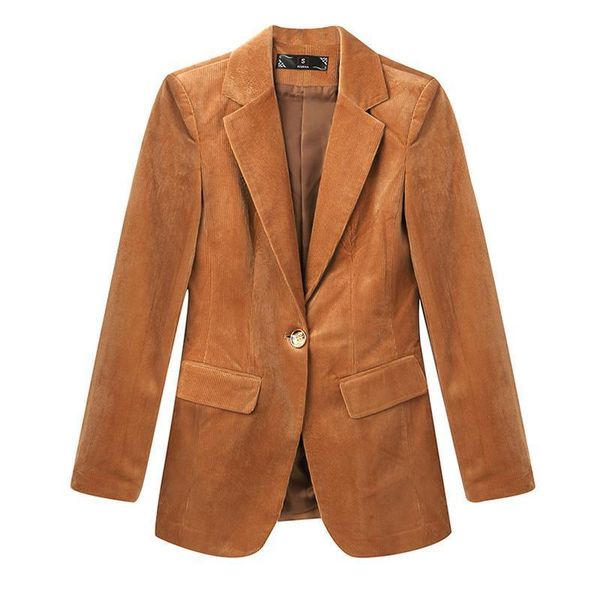 

women's two piece pants women 2021 autumn winter vintage corduroy blazer suit female 2 pieces set single button jacket & long pant lady, White