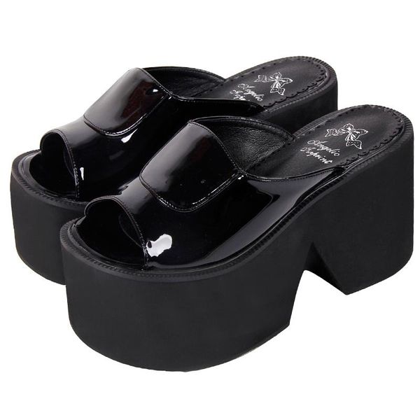 

sandals angelic imprint woman gothic lolita cosplay punk shoes lady high heels pumps girl princess summer dress party pl 8807, Black