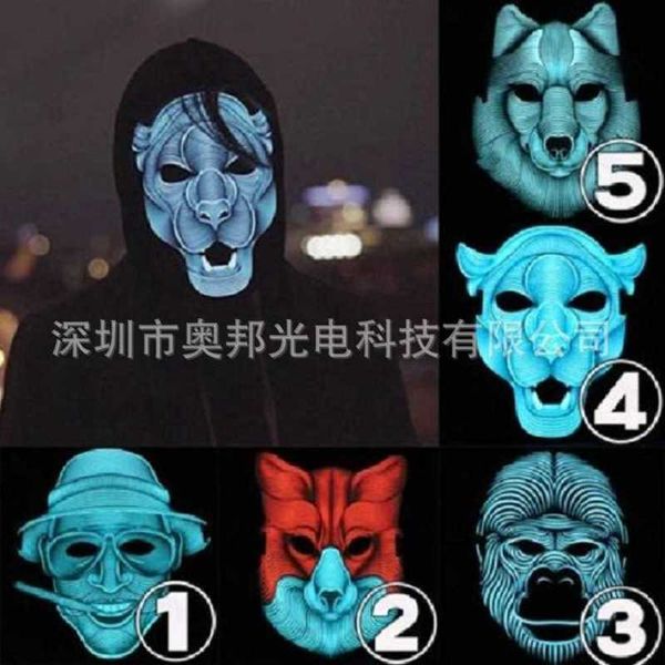 

music voice control led luminous mask halloween led mask creative hip hop bar