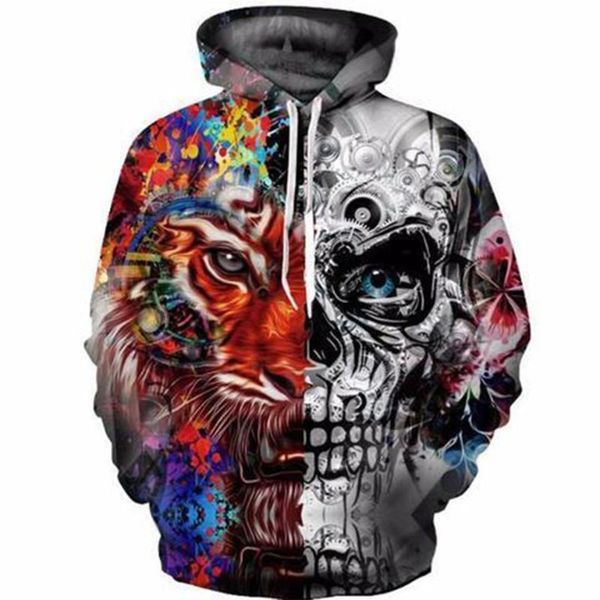 

men's hoodies & sweatshirts fegkzli halloween hooded 3d printing fashion cool skull pattern autumn winter support custom wholesale, Black