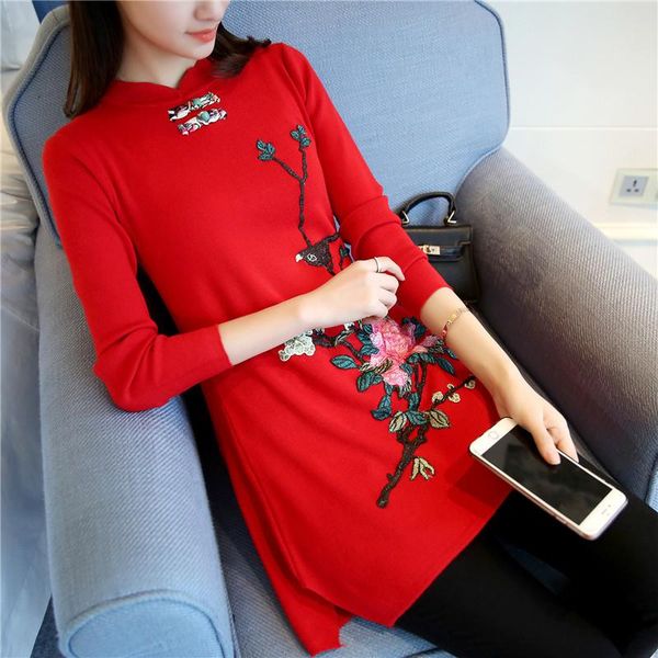 

women's sweaters 4349 real retro embroidered dress primer 59, White;black