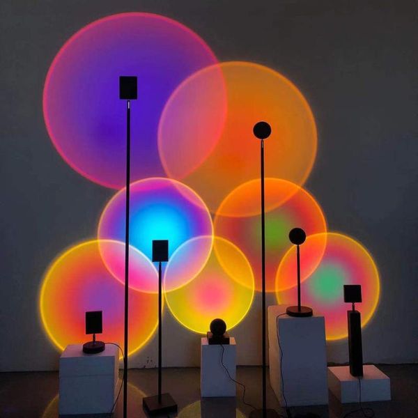 

floor lamp projection lamp sitting room creative personality background wall decoration of vertical projection rainbow led light