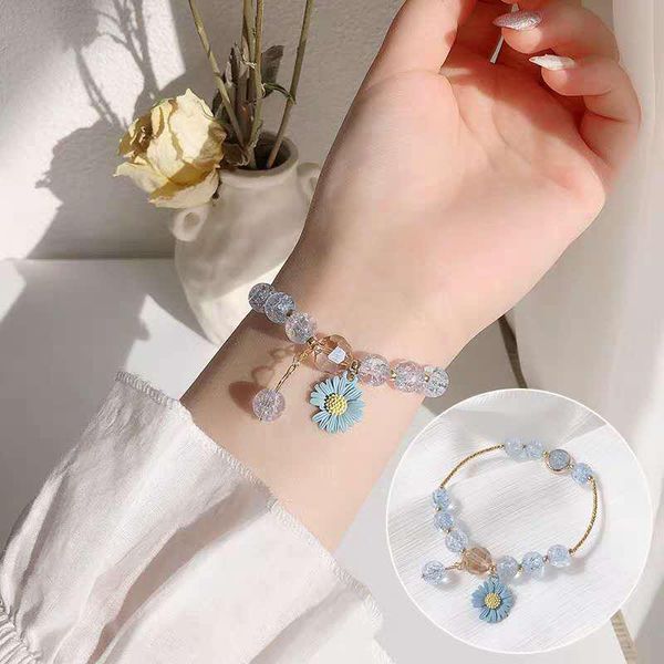 

charm bracelets small daisy bracelet trendy crystal female sun flower sisters girlfriends student, Golden;silver