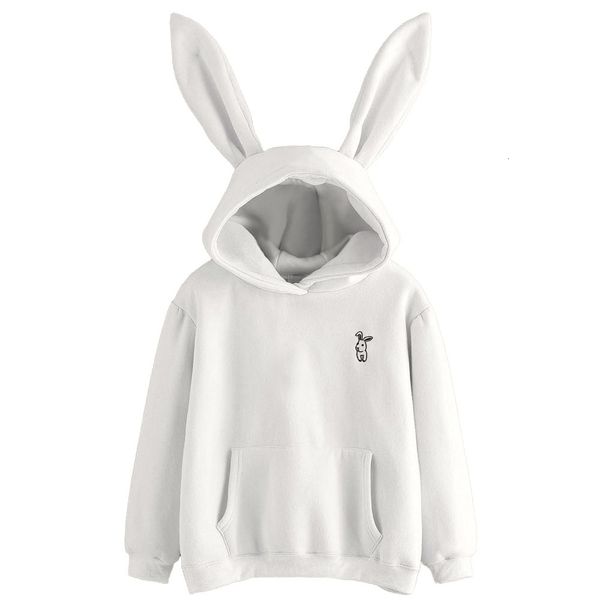 

cute rabbit ears kawaii couple sweater embroidered hoodie 5ol9, Black