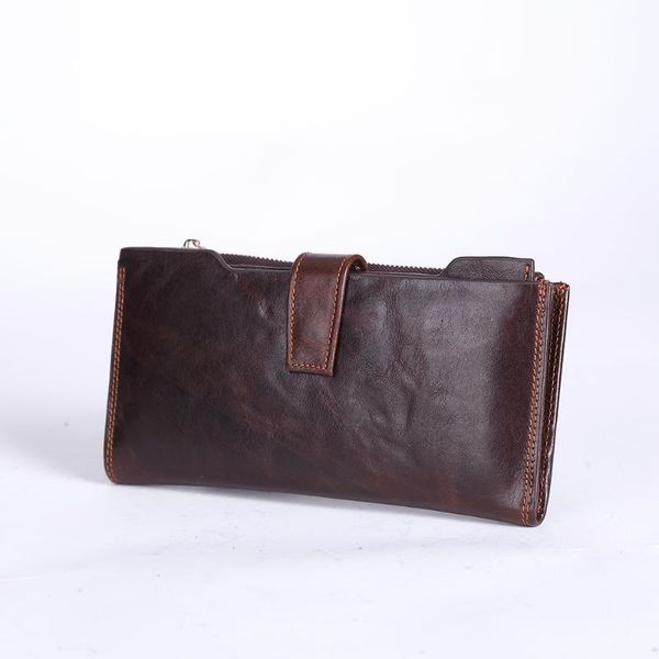

wallets sale mens vintage brown genuine long leather bifold flip out id wallet interior zipper pocket large-capacity card storage, Red;black
