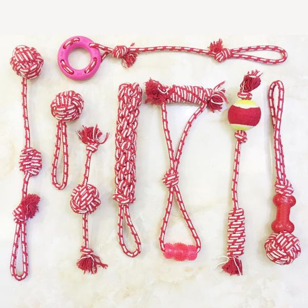 

wh large medium pet dog eco-friendly cotton rope knotted toy dogs bite-resistant chewing relieves stress teeth cleaning toys