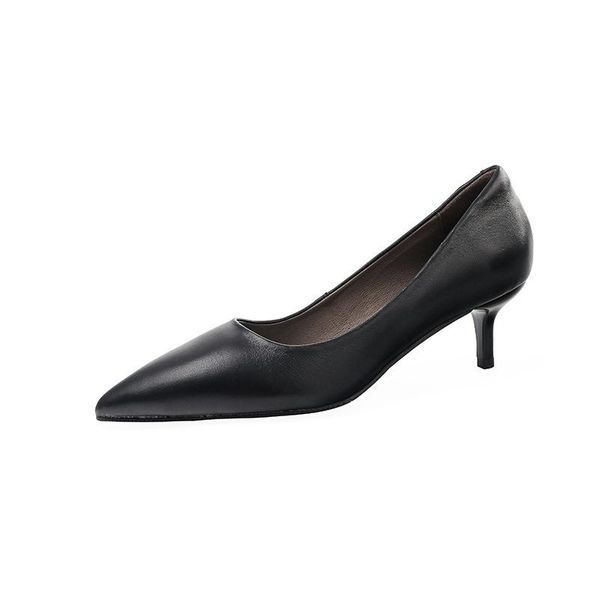 

dress shoes genuine leather high heel bride wedding women thin pumps sexy, Black