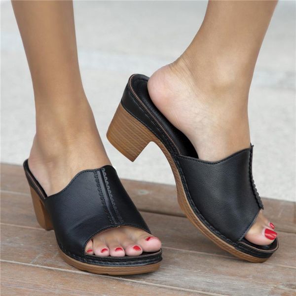 

sandals women's mules women shoes slippers platform slides wedge female designer shoe casual summer fashion 7cm heels, Black
