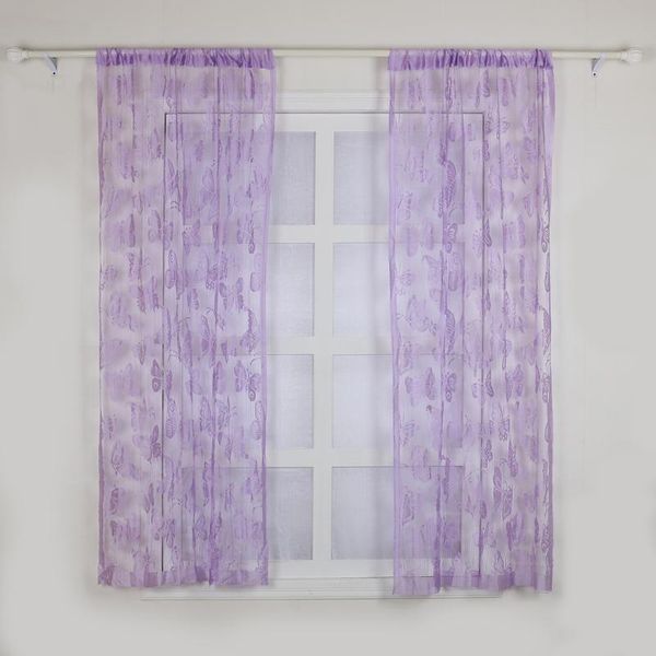 Perde Drapes 200cm x 100 cm 1/2/4 Paneller Perde Ekran Kelebek Şerit Dize Bölme Kör Oturma Odası Pencere Panel Tassel