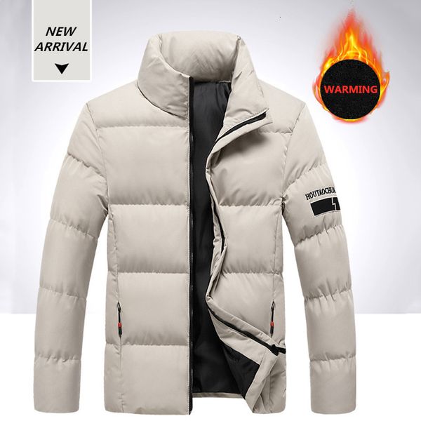 

2021 new brand men winter down coat solid color thicken mens cotton parka fashion outerwear warm streetwear jacket male 5xl wmbj, Black