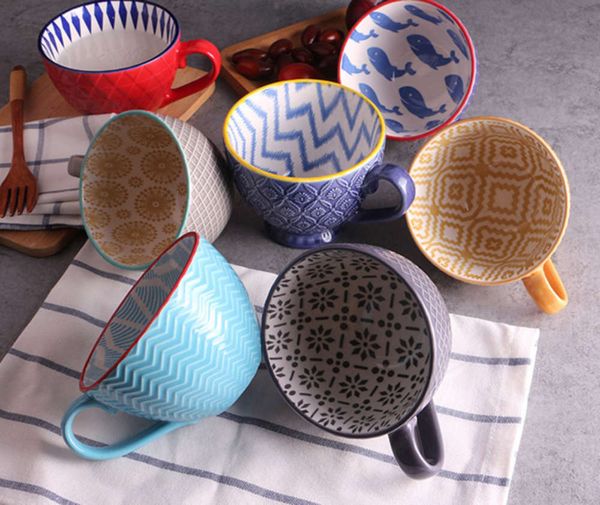 

ceramic hand painted coffee cup creative vintage cup cafe bar suppli embossed personality breakfast cup