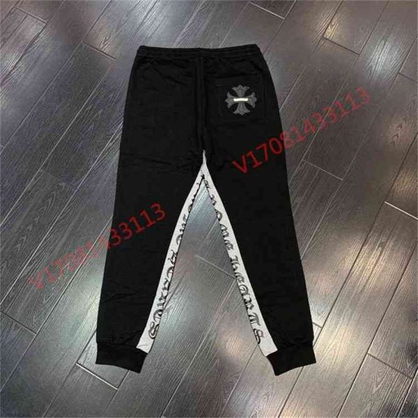 

letter cross chromehearts print crosin interior stitching sanskrit casual sports pants, Black