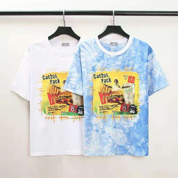 

[high-quality streetwear] t-shirt travis scott mcdonald joint m kee ts hip-hop rap shirt male burger fries doll short-sleeved, White;black