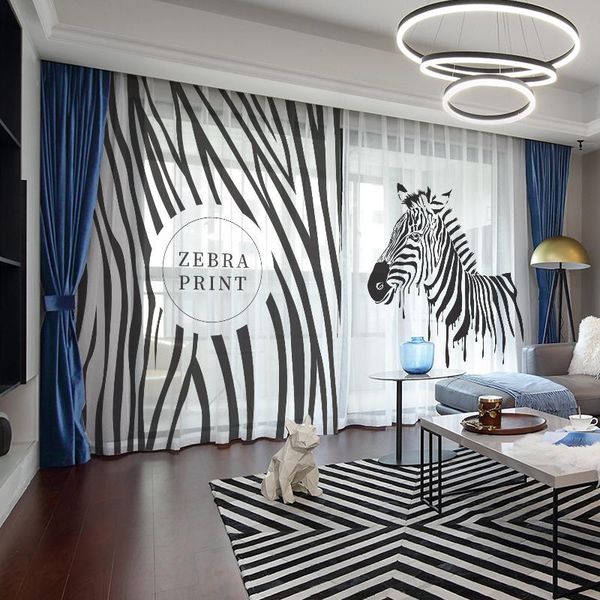 

curtain & drapes custom chiffon window drape for nursery kids children living room zebra khaki gray brown pink blue