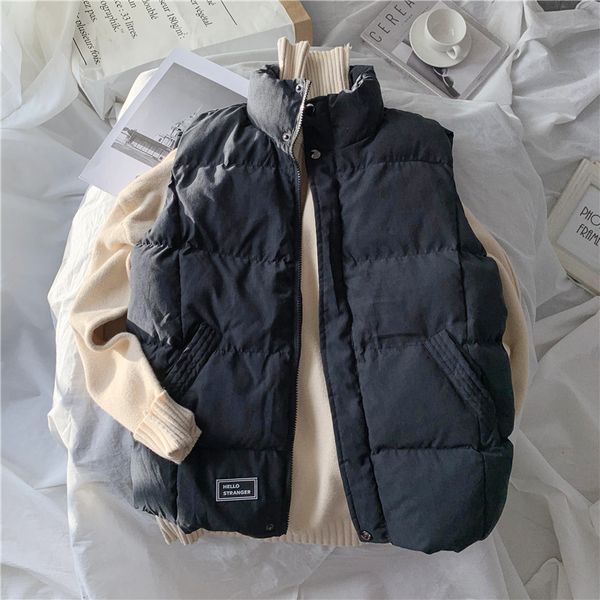 

autumn winter down cotton fashion casual waistcoat warm and thickened men's coat vest, Black;white