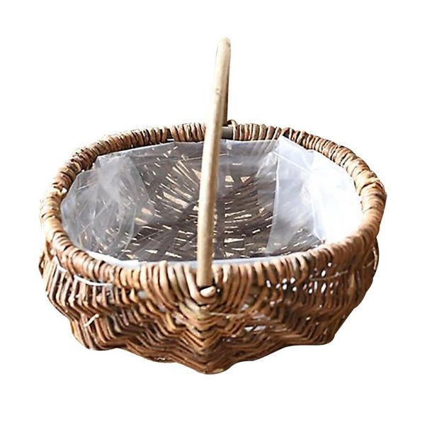 

storage baskets rattan flowerpot food vintage wicker semicircle straw planter fruit with handle home decor 1 pcs retro classic planting