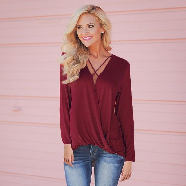 

2021 women v neck loose blouse solid long sleeve ol work shirts new fashion elegant blusa, White