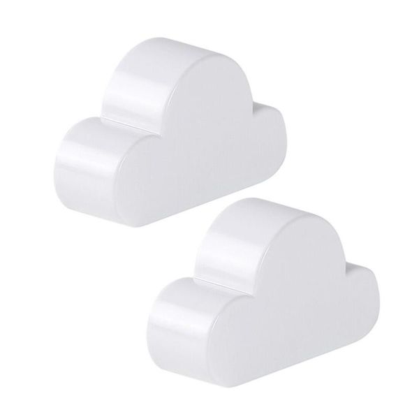 

hooks & rails 2pcs cloud shape magnet key holder adhesive racks hole (white)