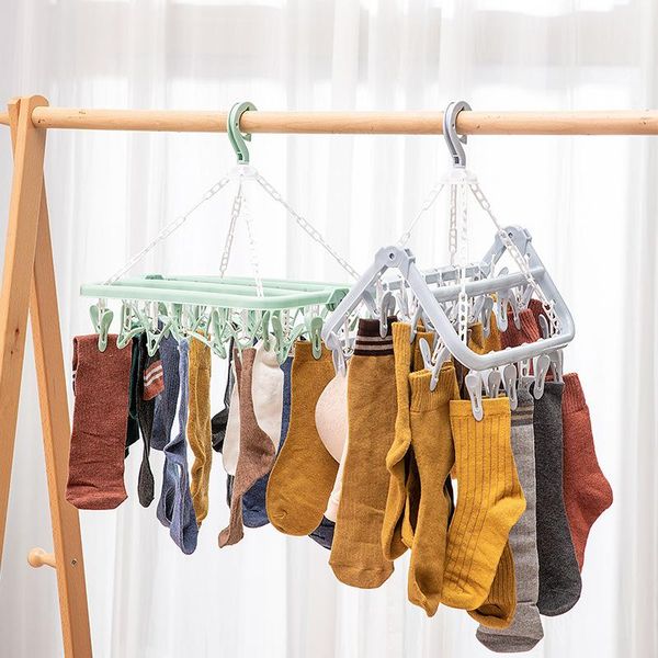 

hangers & racks clothespin multifunctional square plastic household 32 clip folding hanger